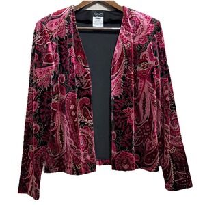 Xscape by Joanna Chen Women's Velvet Burnout Open Blazer Gold Shimmer M